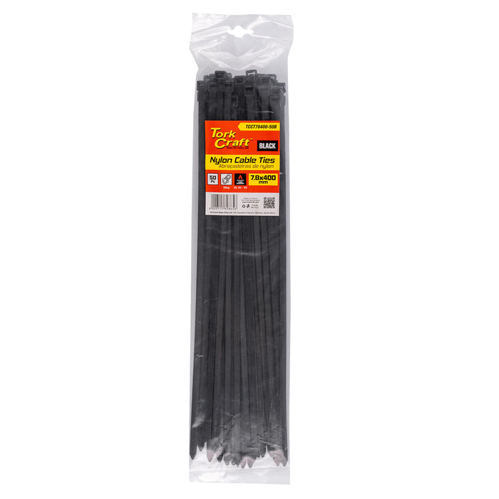 Tork Craft | Nylon Cable Ties 7.6mm X 400mm Black 50Pc