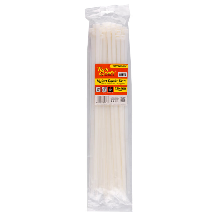 Tork Craft | Nylon Cable Ties 7.6mm X 400mm White 50Pc