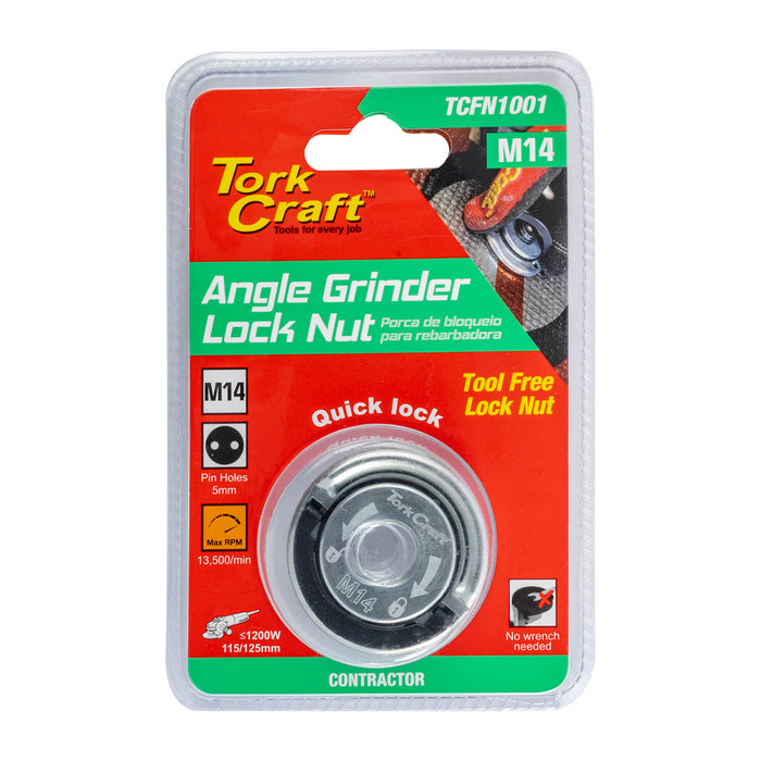 Tork Craft | Flange Lock Nut M14 Tool Less Finger Tab Angle Grinder