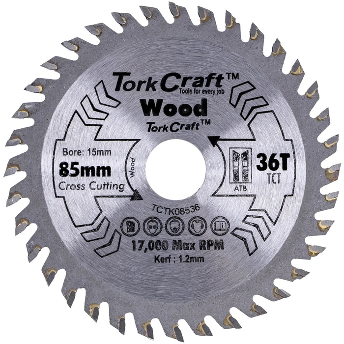 Tork Craft | Saw Blade TCT 85X36T 15mm Wood
