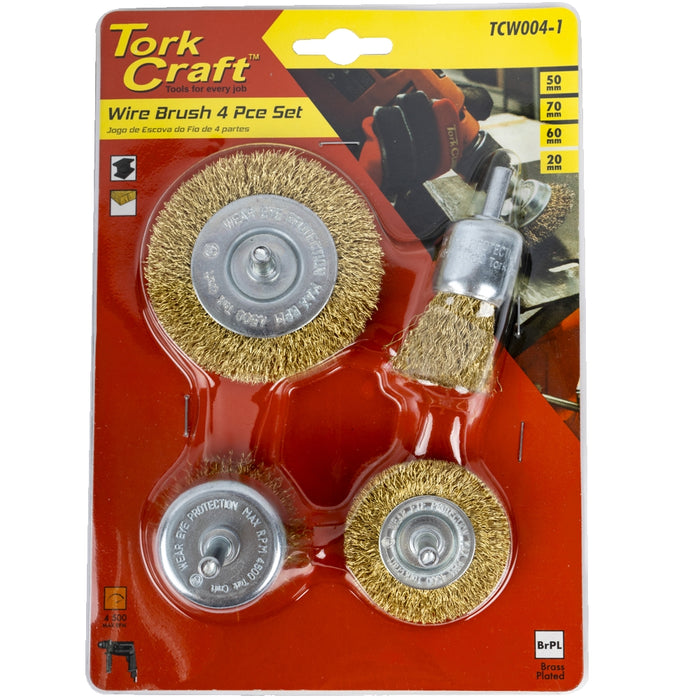 Tork Craft | Wire Brush Set 4Pc with Shaft End/Cup/Circ