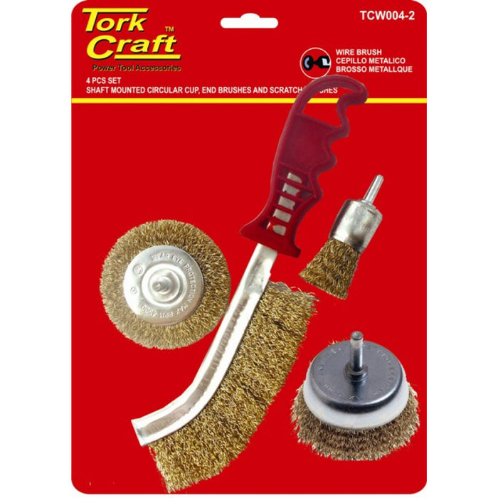 Tork Craft | Wire Brush Set 4Pc with Hand Brush