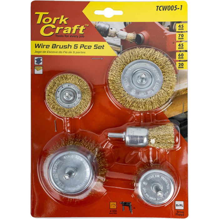 Tork Craft | Wire Brush Set 5Pc with 6mm Shaft Cup/Circ/End