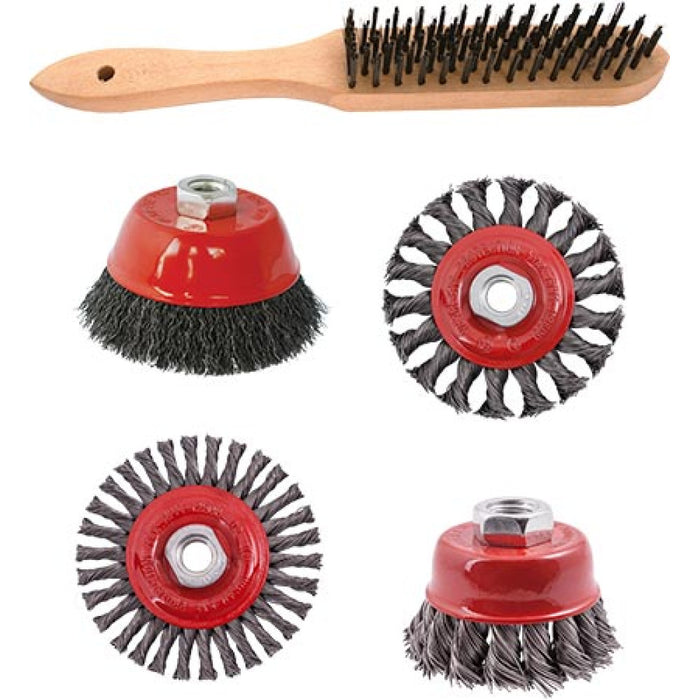 Tork Craft | Wire Brush Angle Grinder Kit M14 Crimped & Knotted Set 5Pc Hand Brush