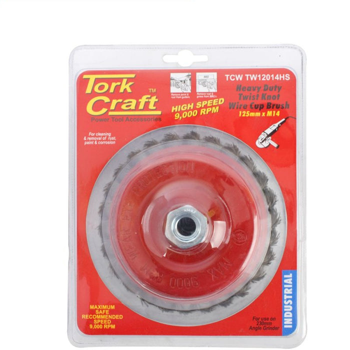 Tork Craft | Wire Cup Brush Twisted 125mm X M14 High Speed 9000rpm
