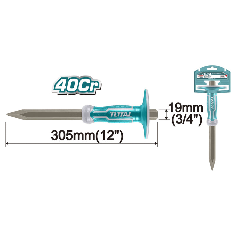 TOTAL | Chisel Concrete 19mm with Hand Protector THT4421219-Toolcraft
