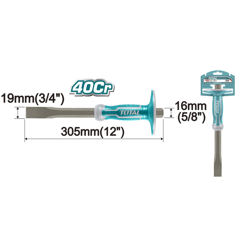 TOTAL | Cold Chisel 19mm with Hand Protector THT4531916-Toolcraft