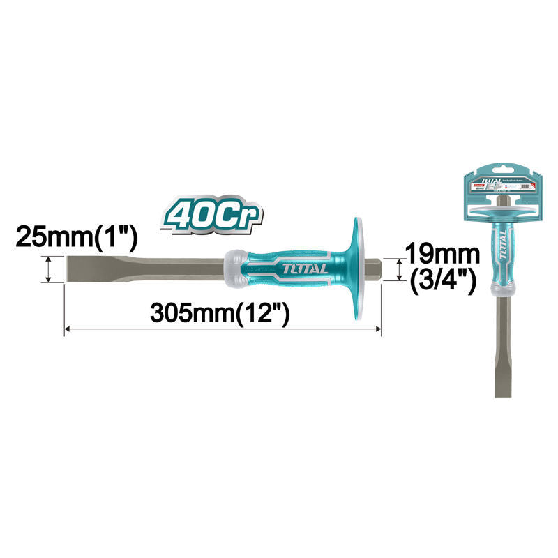 TOTAL | Cold Chisel 25mm with Hand Protector THT4411219-Toolcraft
