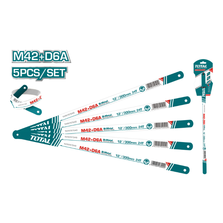 TOTAL | Hacksaw Blades 24T Bi-Metal 300mm - 5Pc Set THTKT58245-Toolcraft