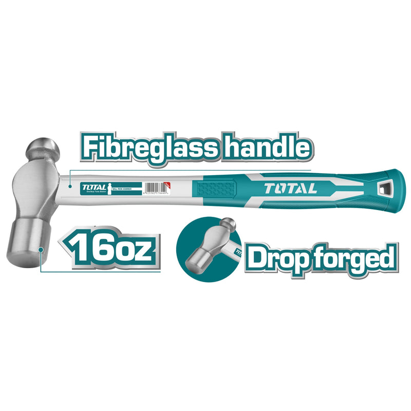 TOTAL | Hammer Ball Pein 450g/16oz F/G Handle THT74166-Toolcraft