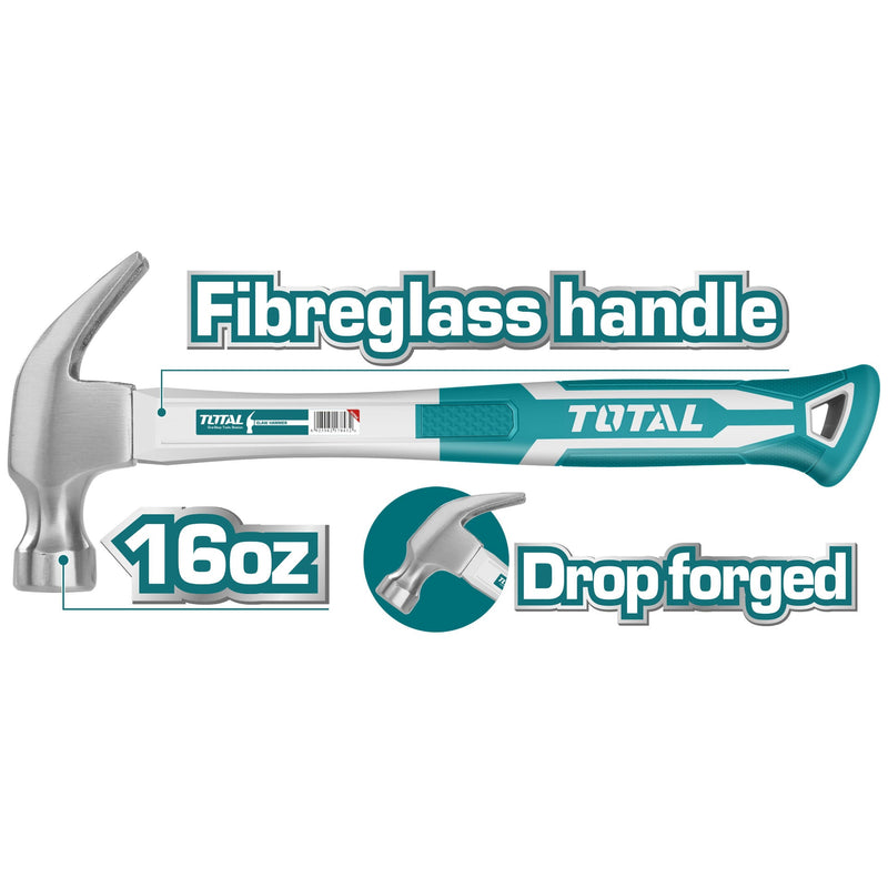 TOTAL | Hammer Claw 450g/16oz F/G Handle THTS7316-Toolcraft