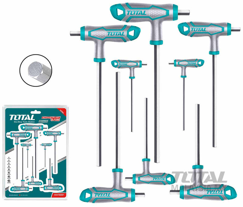 TOTAL | Hex Wrench Set, T-Handle, 8Pc - Toolcraft