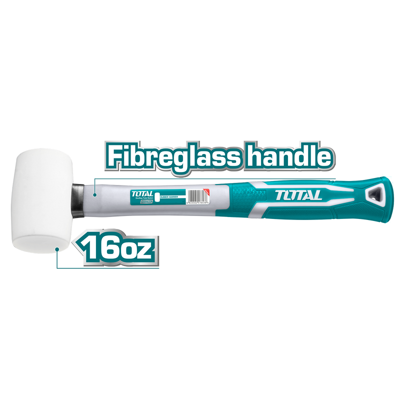 TOTAL | Mallet Rubber 450g/16oz White THRUH6916-Toolcraft
