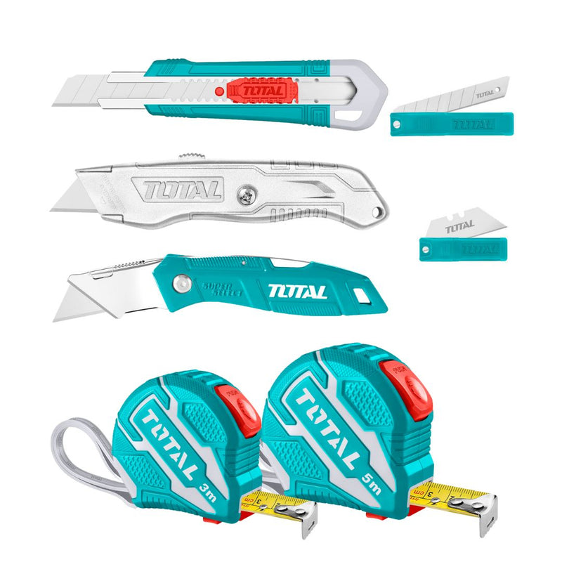 TOTAL | Measuring Tape & Utility Knife Set TOS23037-Toolcraft