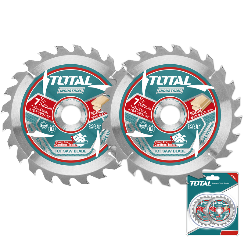 TOTAL | Saw Blade 185X20mm 24T TCT Ultra-Thin 1mm 2Pc TAC2331853-Toolcraft
