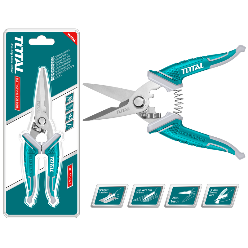TOTAL | Scissors Electrician's 178mm THT117871-Toolcraft