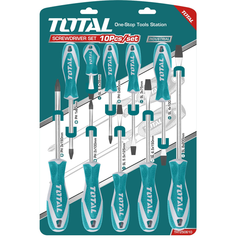 TOTAL | Screwdriver Set 10Pc Cr-V Material THT250610-Toolcraft