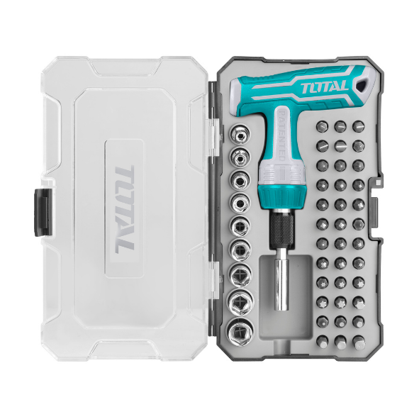 TOTAL Screwdriver Set 47Pc T Handle In Plastic Box TOTAL Screwdriver Set 47Pc T Handle In Plastic Box