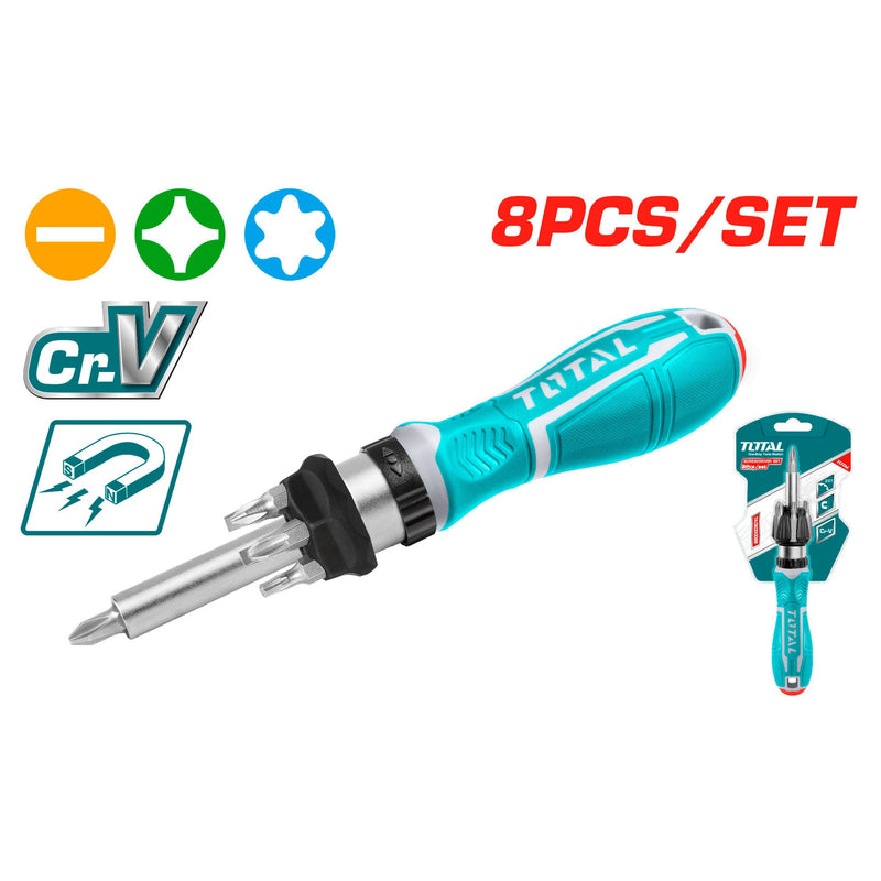 TOTAL | Screwdriver Set 8Pc Ratchet TACSD30086-Toolcraft