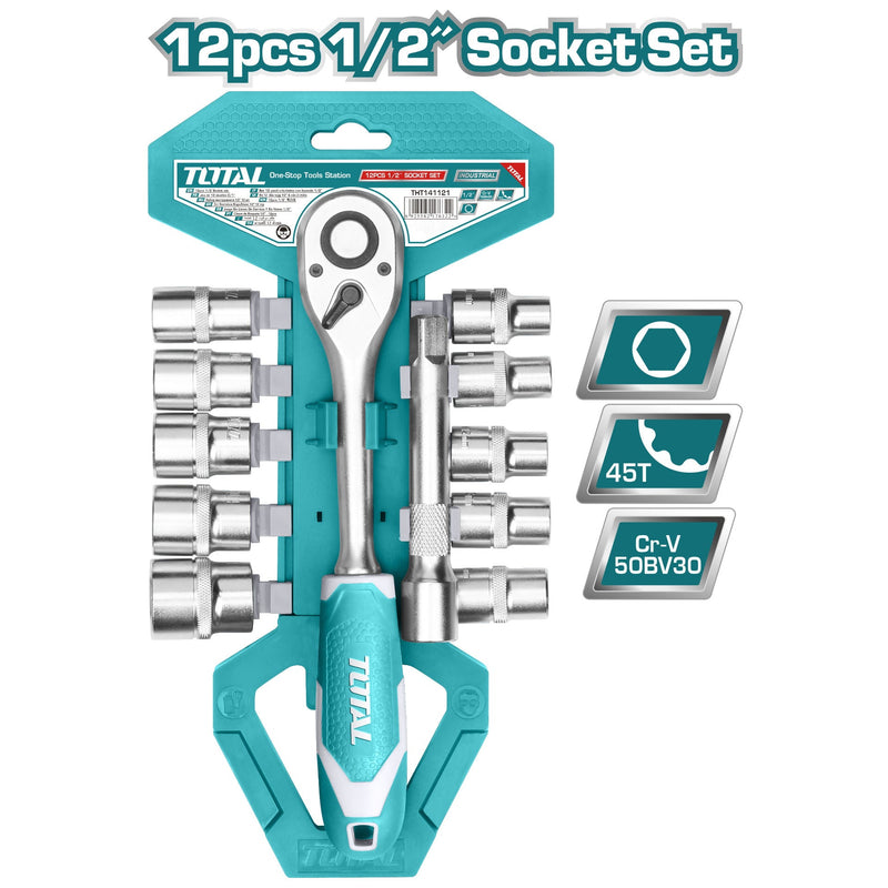 TOTAL | Socket Set 12Pc 1/2" Quick Release THT141121-Toolcraft