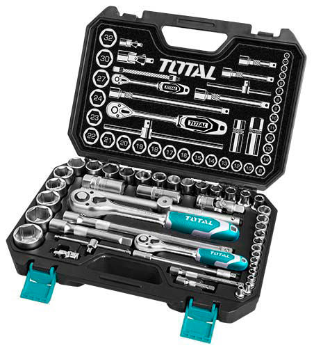 TOTAL | Socket Set 44Pc 1/4"+1/2" in Blow Moulded Box