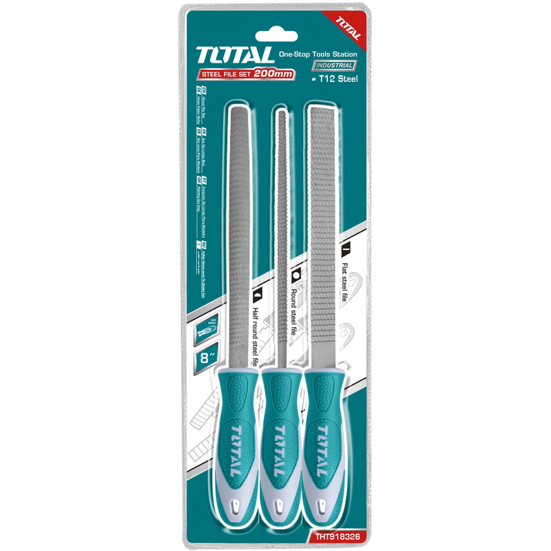 TOTAL | Wood File Set 3Pc 200mm/8" THT918326-Toolcraft