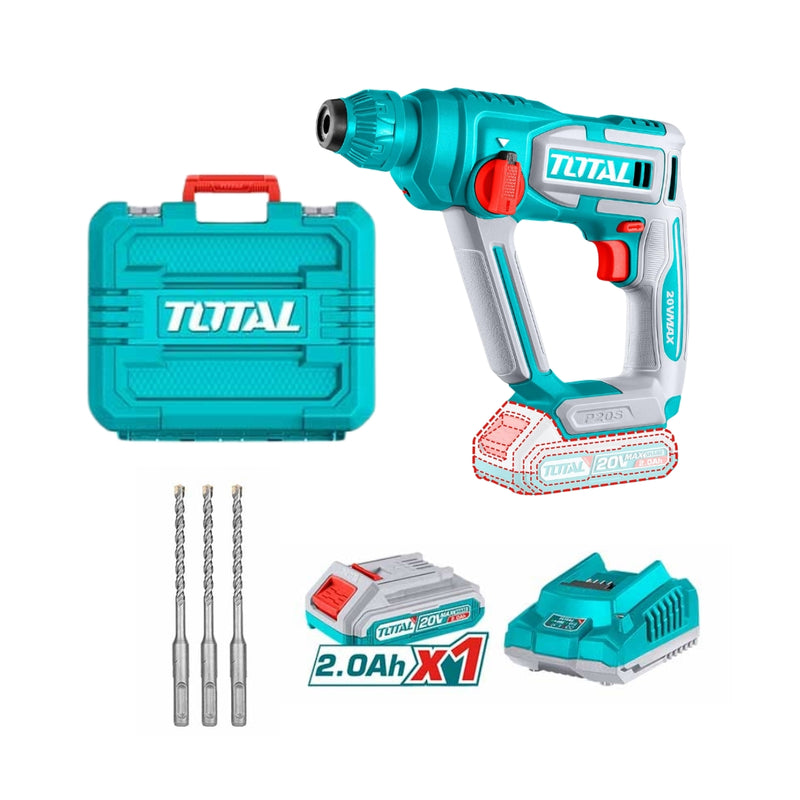 TOTAL | Cordless 20V Rotary Hammer SDS-Plus 16mm + Battery & Charger TRHLI201681-Toolcraft