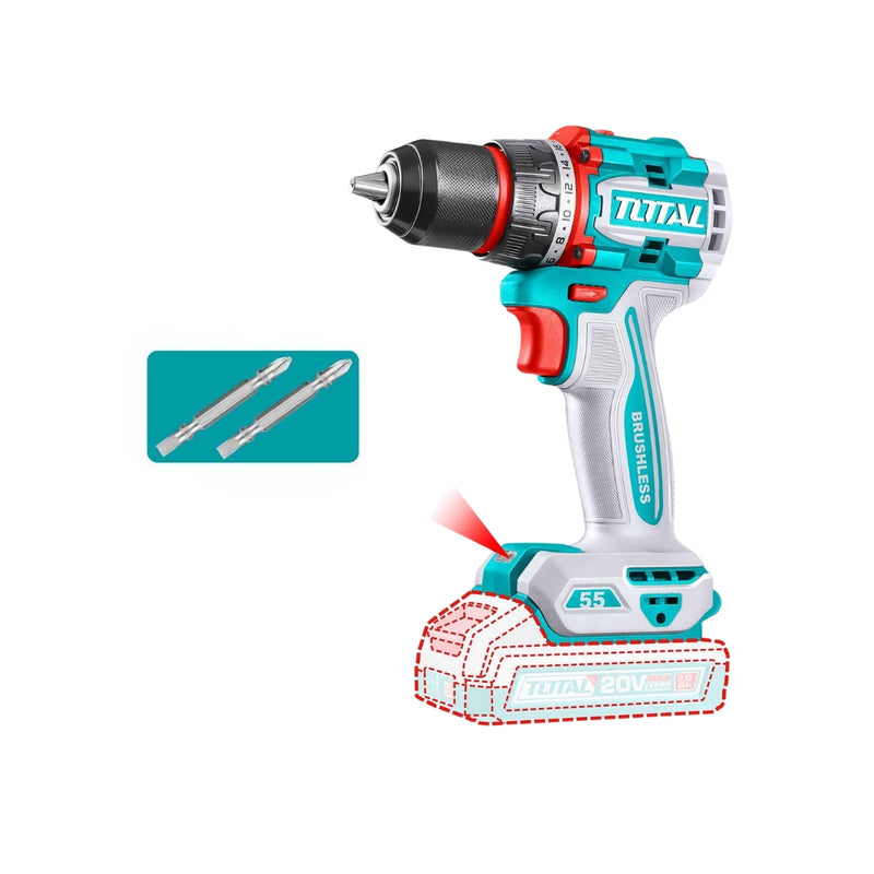 TOTAL | Cordless Drill 20V 13mm - (Battery Excluded) TDLI205581-Toolcraft