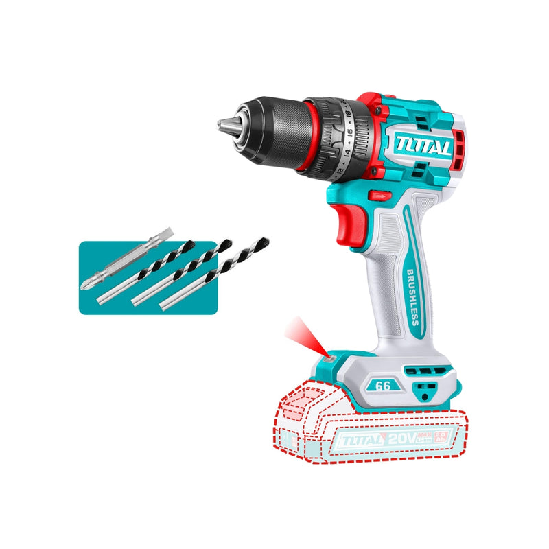 TOTAL | Cordless Impact Drill 20V 13mm - (Battery Excluded)-Toolcraft