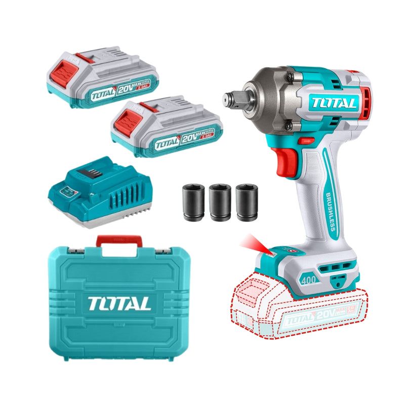 TOTAL | Cordless Impact Wrench 1/2" Brushless + Battery & Charger TIWLI2040-Toolcraft