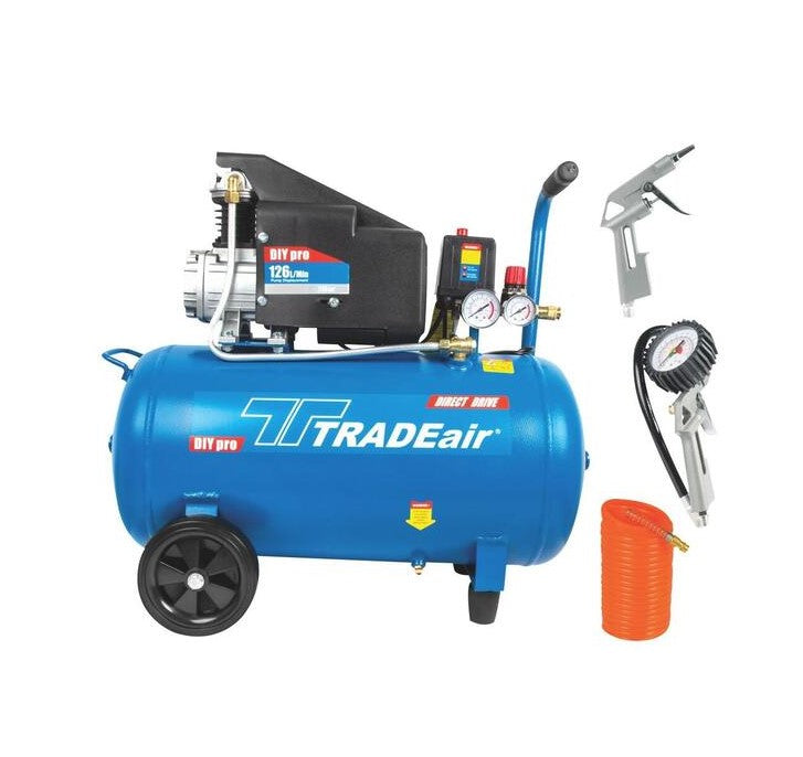 TRADEair | Air Compressor Hobby 50l Direct Drive 1.5hp Kit-Toolcraft