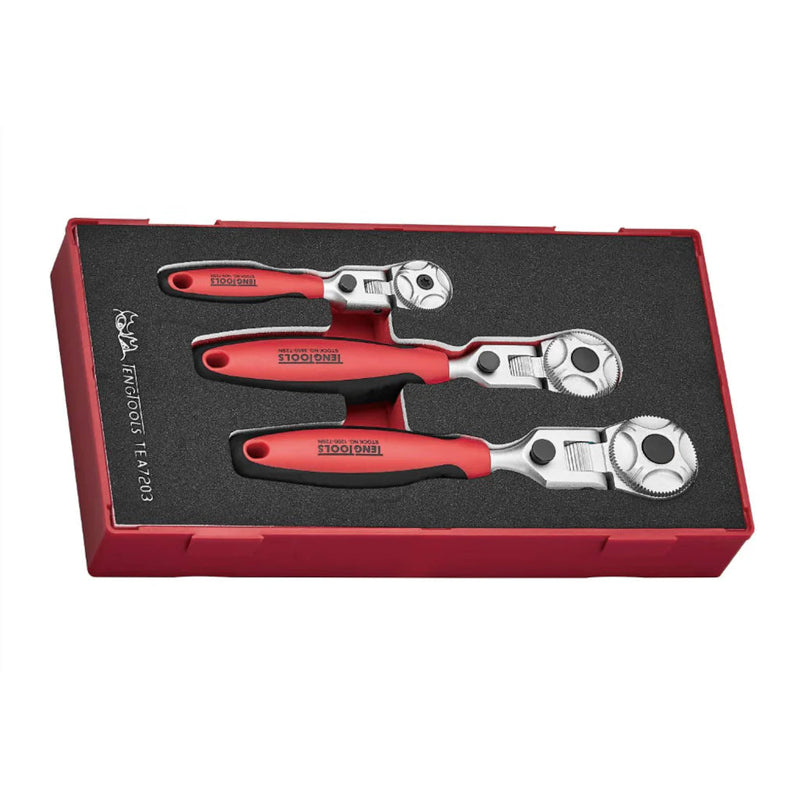 Teng Tools | Ratchet Flex Head Set 1/4" 3/8" & 1/2" FOAM1 3Pc-Toolcraft