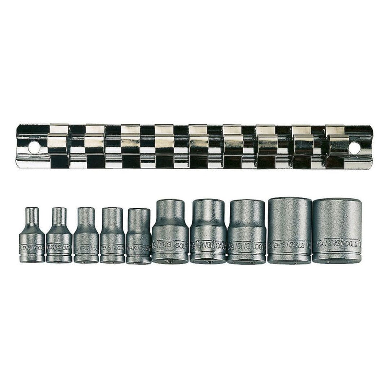 Teng Tools | Socket Clip Rail Set 1/4" & 3/8" TX-E 10Pc-Toolcraft