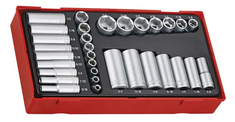 Teng Tools | Socket Set 1/4" & 3/8" AF 6Pt TT1 32Pc-Toolcraft