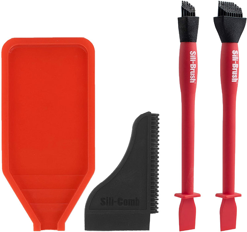 Toolcraft | Silicone Glue Tray with comb & 2 Silicone Glue Brushes - Toolcraft