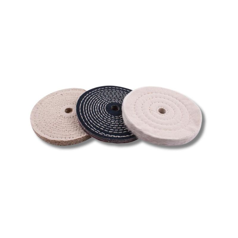 Tork Craft | Buffing Wheel Kit 150mm White & Denim Stitched & Sisal Polishing 3Pc-Toolcraft