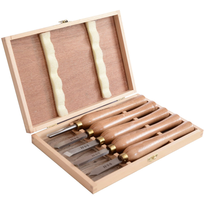 Tork Craft | Chisel Set Wood Turning 270mm  Hss 5 Piece Wood Case