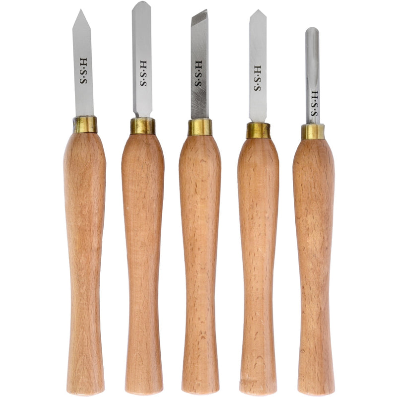 Tork Craft | Chisel Set Wood Turning 270mm  Hss 5 Piece Wood Case