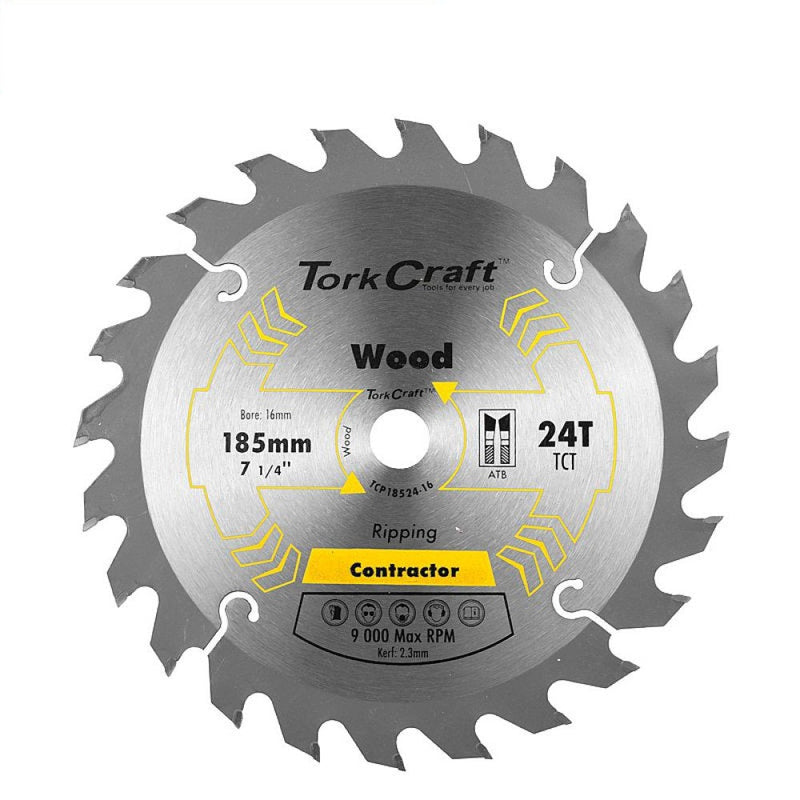 Tork Craft | Circular Saw Blade Contractor 185x24T 16mm TCT-Toolcraft
