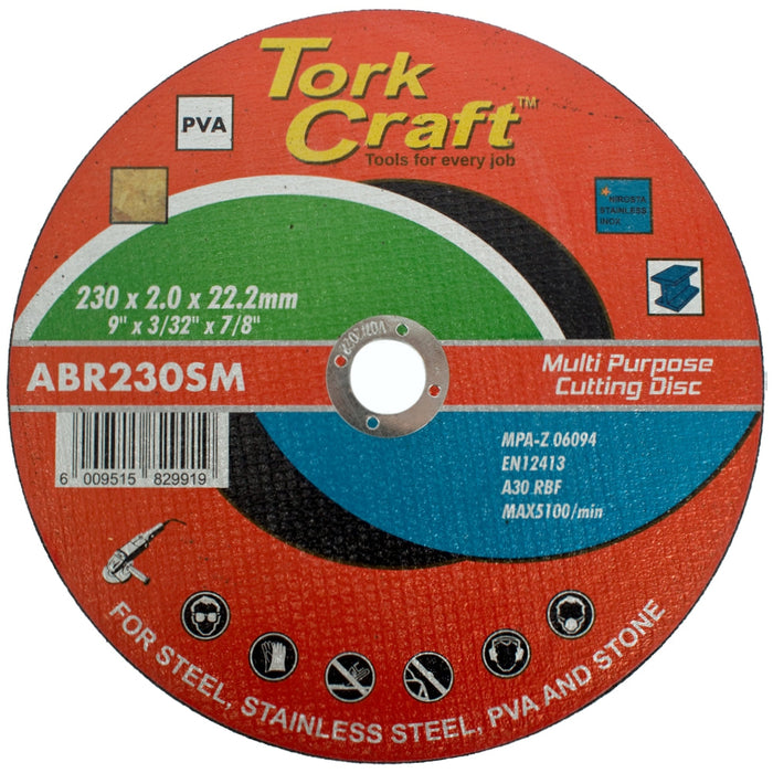 Tork Craft | Cutting Disc Multi Purpose 230X2.0X22.2mm for Steel S/S PVA Stone