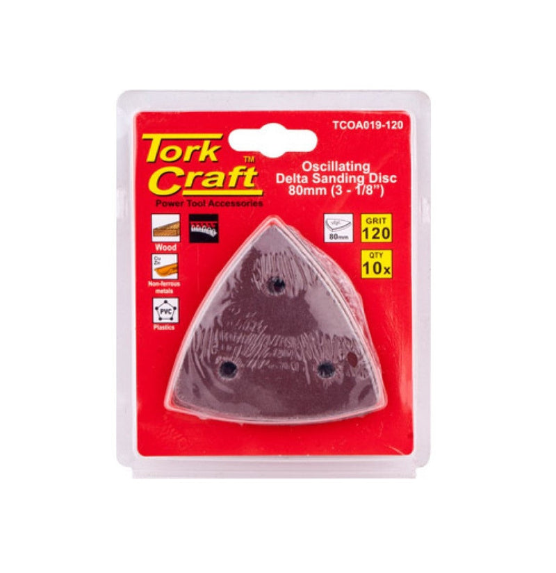 Tork Craft | Delta Shape Oscillating Sandpaper A/O 80mm 120G 10Pc-Toolcraft