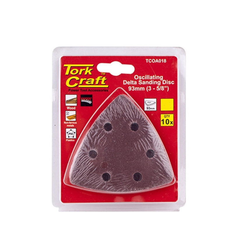 Tork Craft | Delta Shape Oscillating Sandpaper A/O 93mm 10Pc - Various Grits 240G-Toolcraft