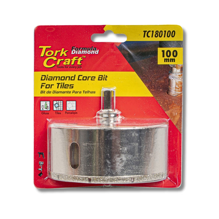 Tork Craft | Diamond Core Bit 100mm for Tiles Hex Shank