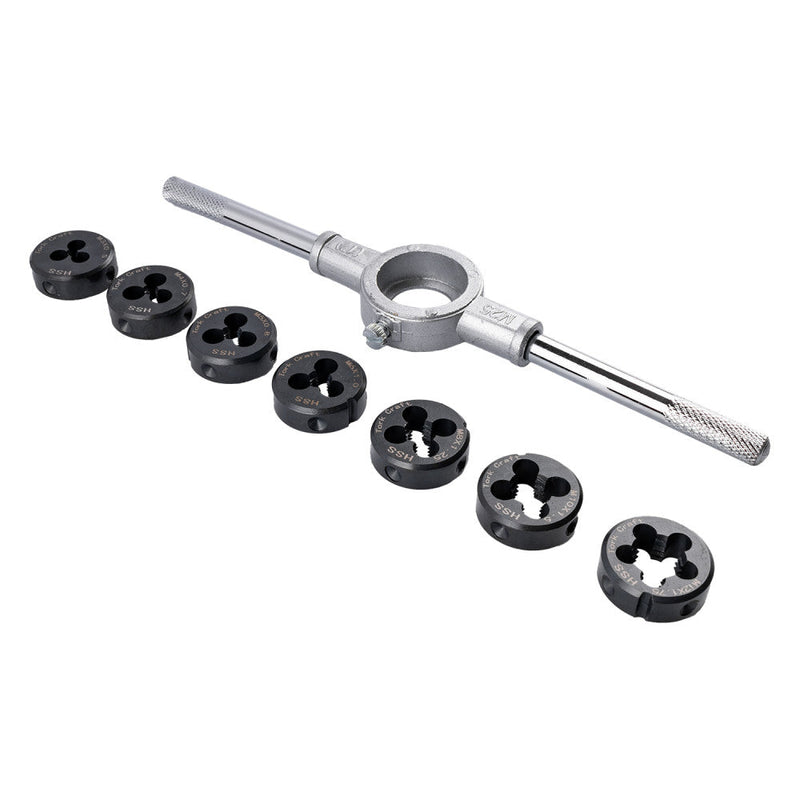 Tork Craft | Die HSS M3 - M12 & Die Holder Set 3-12mm 8Pc Carded-Toolcraft