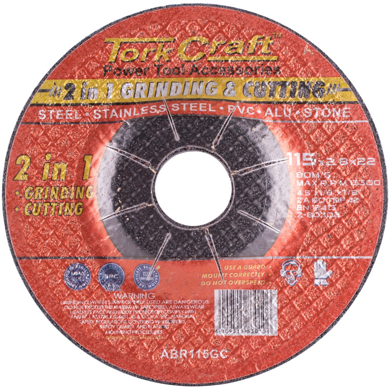 Tork Craft | Disc 2 In 1 Grinding & Cutting 115mmx2.8x0.22 Steel/S/S/PVA/Alu/Stone-Toolcraft