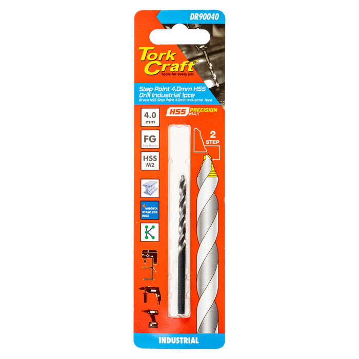 Tork Craft | Drill Bit Precision-Max Step Point 4.0mm HSS Ind. 1Pc