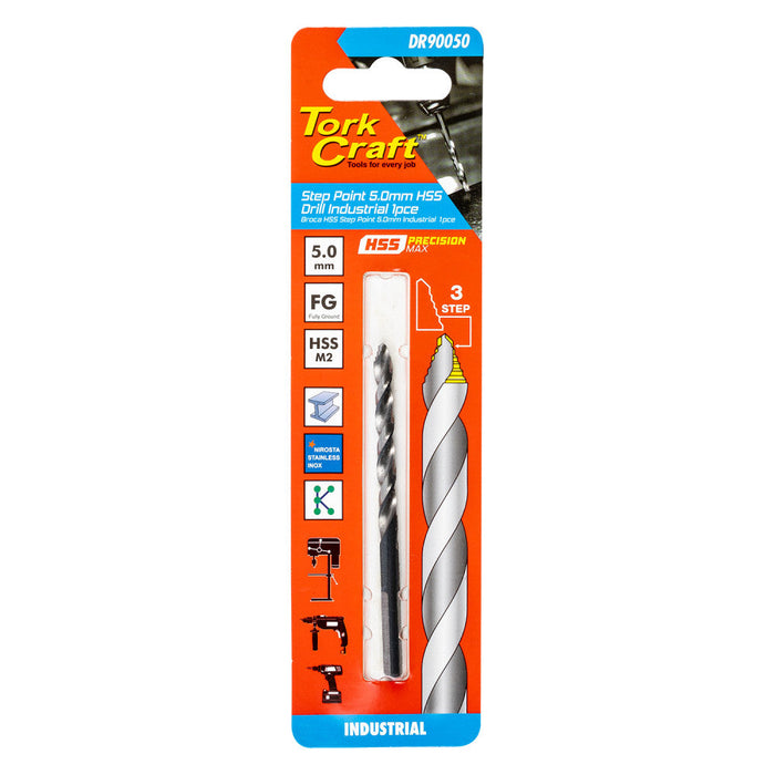Tork Craft | Drill Bit Precision-Max Step Point 5.0mm HSS Ind. 1Pc