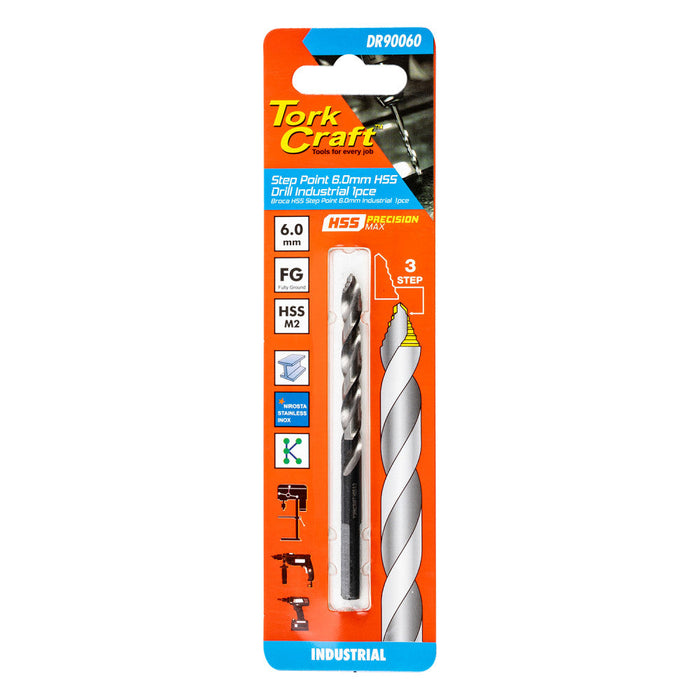 Tork Craft | Drill Bit Precision-Max Step Point 6.0mm HSS Ind. 1Pc