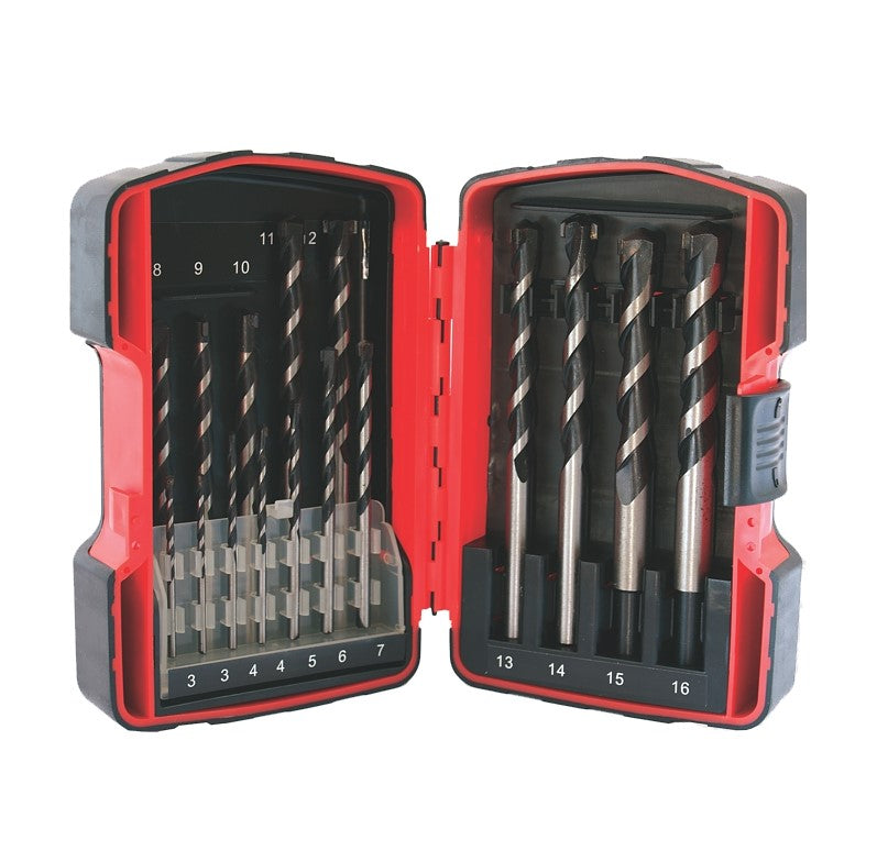 Tork Craft | Drill Bit Set Masonry 16Pc 3-16mm in Plastic Case-Toolcraft