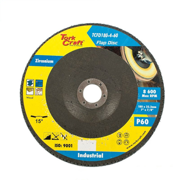 Tork Craft | Flap Disc Zirconium 180mm 60G Angled